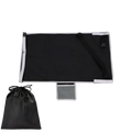 Black fabric toddler airplane seat extender travel footrest with gray trim and adjustable straps for car seats