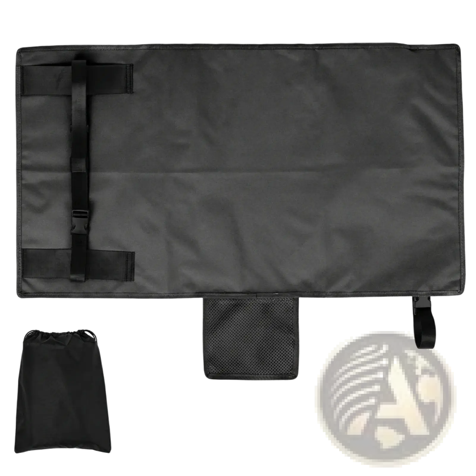 Black durable fabric toddler airplane seat extender travel footrest hammock with adjustable straps and mesh pocket