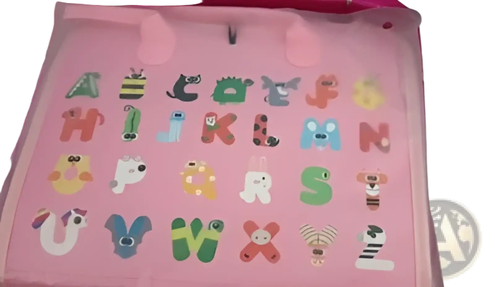 Pink toddler busy board sensory felt learning toy with colorful cartoon letters alphabet mat for educational play