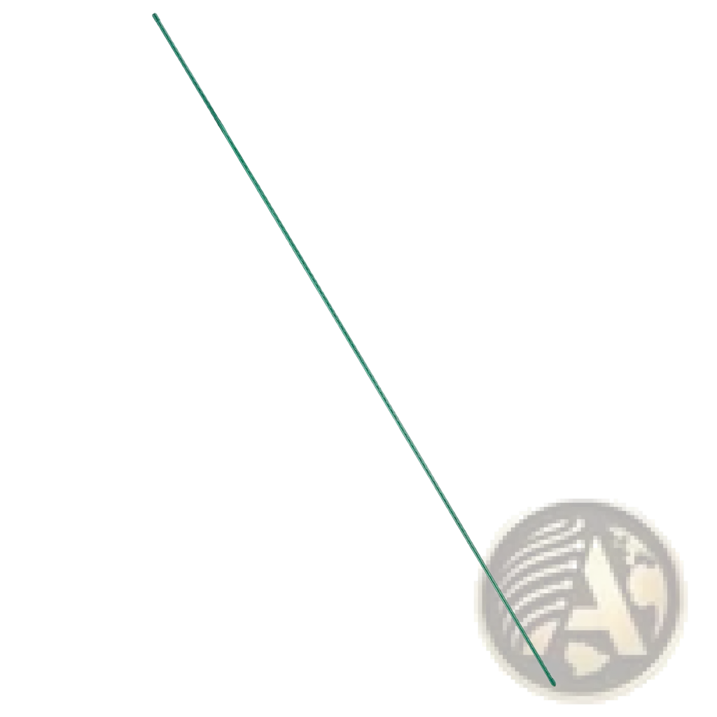 A slender green metal wire tomato stake from a 50 pack of 71 inch plant supports for gardening use
