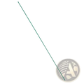 A slender green metal wire tomato stake from a 50 pack of 71 inch plant supports for gardening use