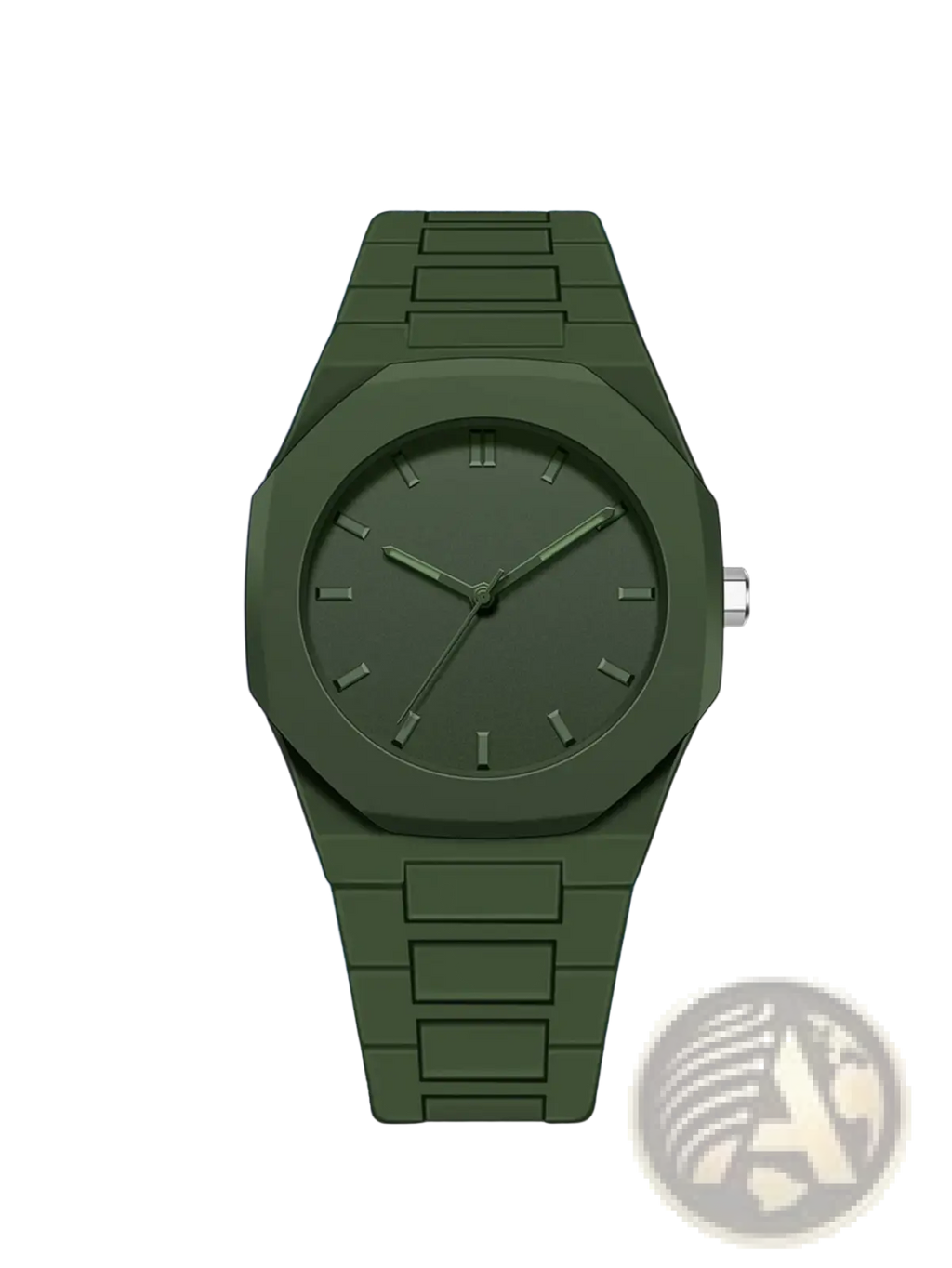 Olive green tomi minimalist white ceramic men watch with octagonal case and matching link bracelet in ceramic material