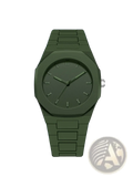 Olive green tomi minimalist white ceramic men watch with octagonal case and matching link bracelet in ceramic material