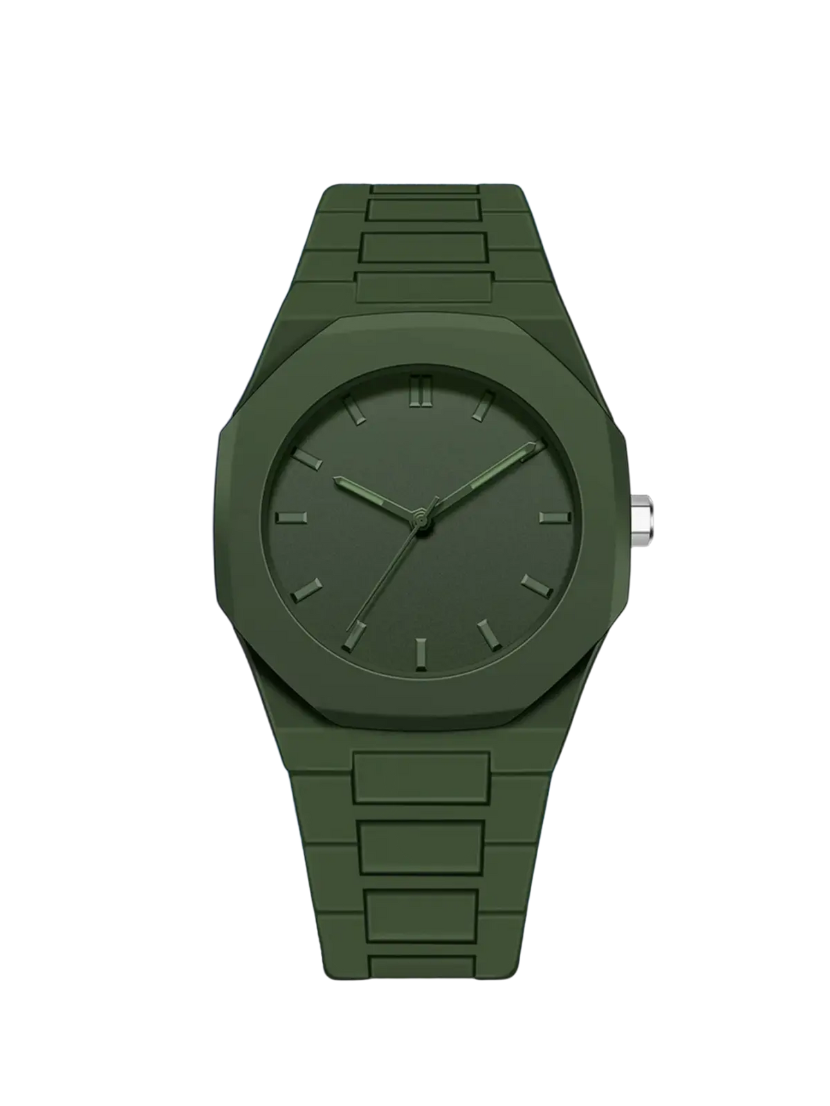 Olive green tomi minimalist white ceramic men watch with octagonal case and matching link bracelet in ceramic material