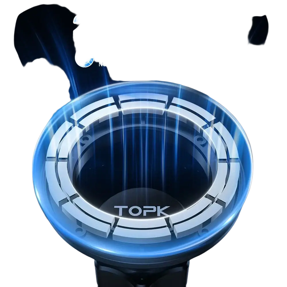 Topk magnetic car phone holder with 20 n52 magnets and 2kg suction power in white illuminated by blue light