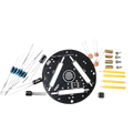 Black circular circuit board with fingerprint sensor and labeled components for touch dimming led soldering diy kit