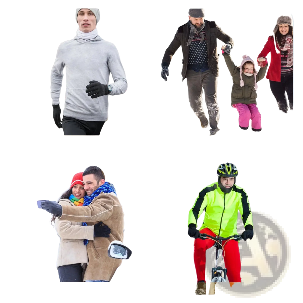 Black touchscreen winter knit gloves with knitted texture designed for unisex outdoor activities
