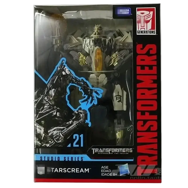 Transformers studio series Decepticon tarscream action figure in white gold with black accents in original finished goods box