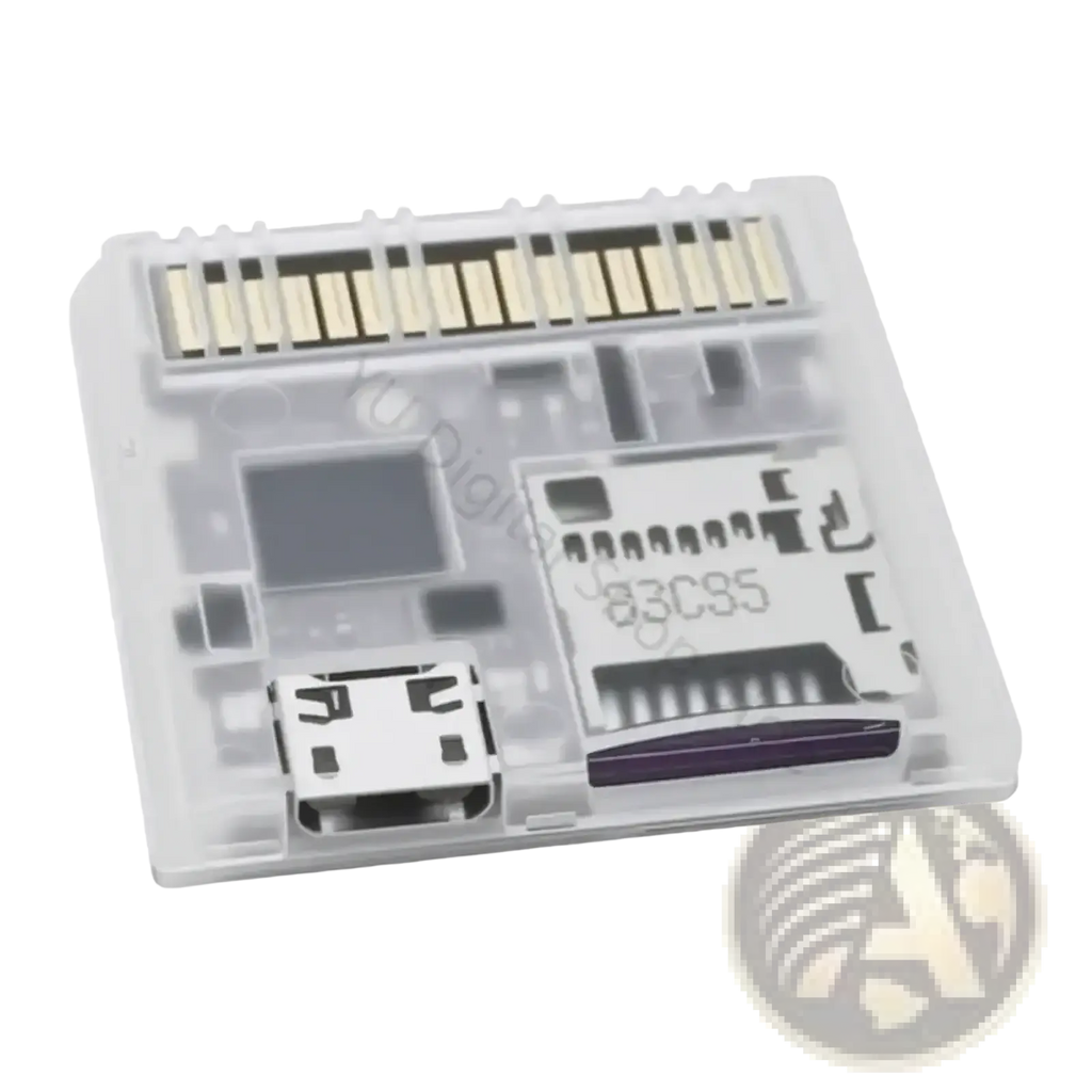 Transparent console game card reader adapter with clear plastic case housing microsd slot usb connector and 83c95 chip