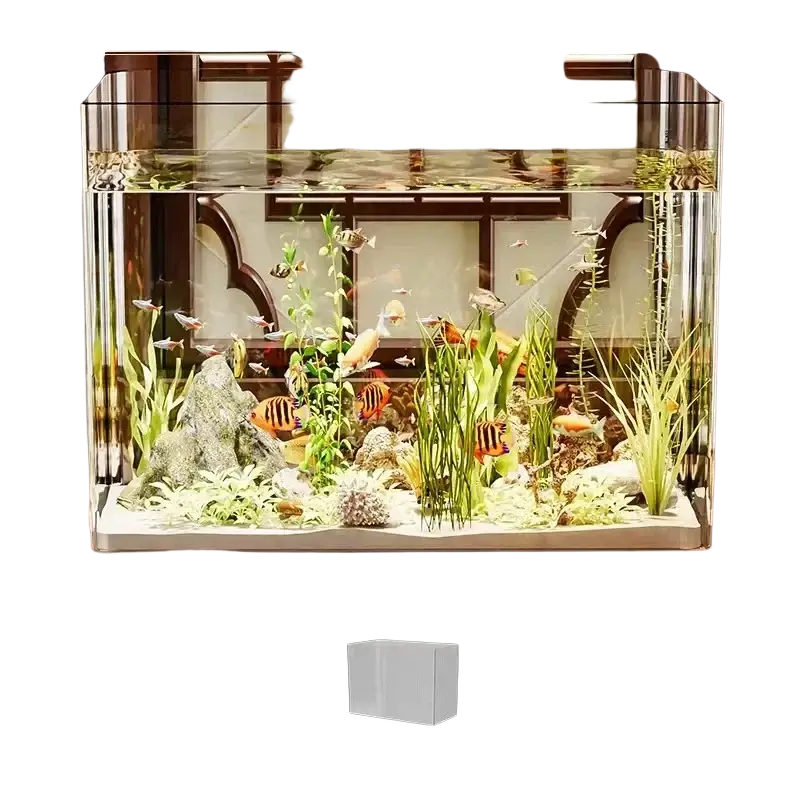 Clear glass rectangular transparent desktop fish tank 31x23x175cm with minimalist design and no lid included