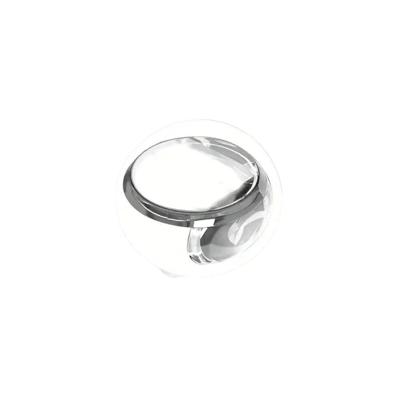 Shiny chrome-finished round knob with modern design for use as a furniture corner protector guard