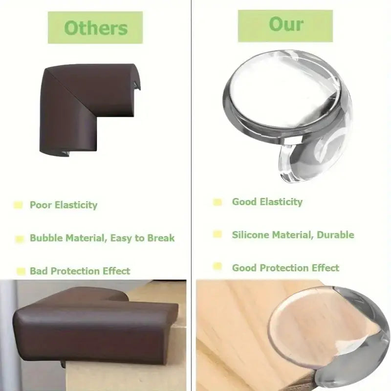 Shiny silver silicone furniture corner protector with rounded dome design for transparent corner protector guards