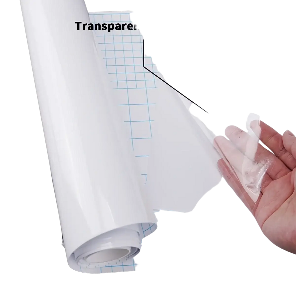Transparent adhesive vinyl roll showcasing a clear furniture protection film scratch shield for surface durability