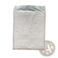 A clear plastic bag filled with white powder representing transparent plastic furniture dust cover protection film material