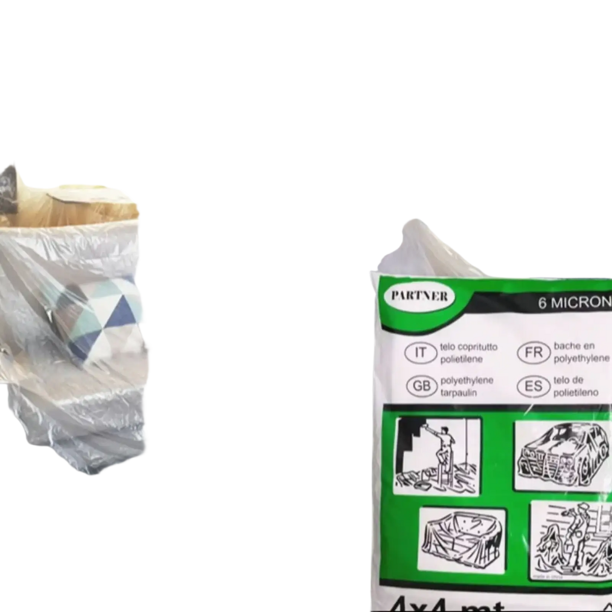 Clear transparent plastic furniture dust cover protection film by Partner with 6 micron thickness for furniture protection