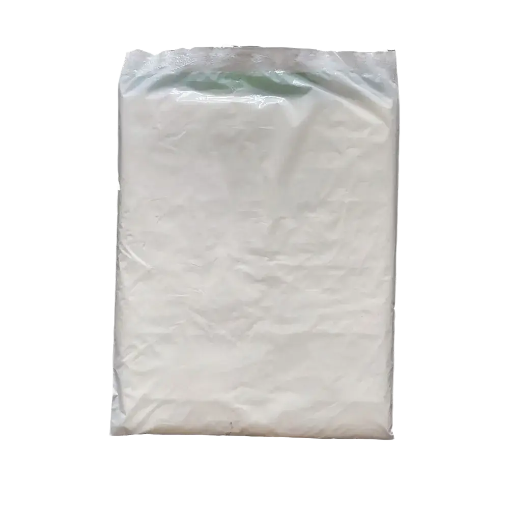 A clear plastic bag containing white powder next to a transparent plastic furniture dust cover protector