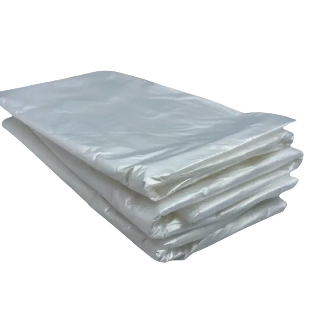 Stack of translucent white plastic bags for transparent plastic furniture dust cover protector in protective use