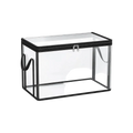 Clear rectangular transparent pvc stackable storage bins with black zipper and handles simplify organization and storage