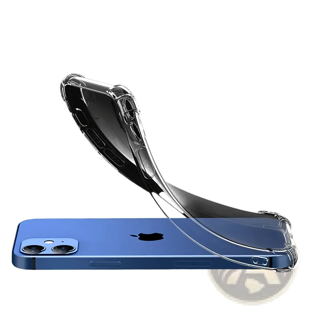 Transparent shockproof silicone iPhone case showing the back side clear with anti-drop soft shell protection