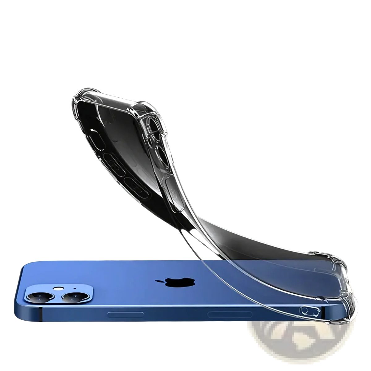 Transparent shockproof silicone iPhone case showing the back side clear with anti-drop soft shell protection