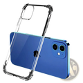 Transparent shockproof silicone iPhone case with clear material and reinforced corners shown from the back side