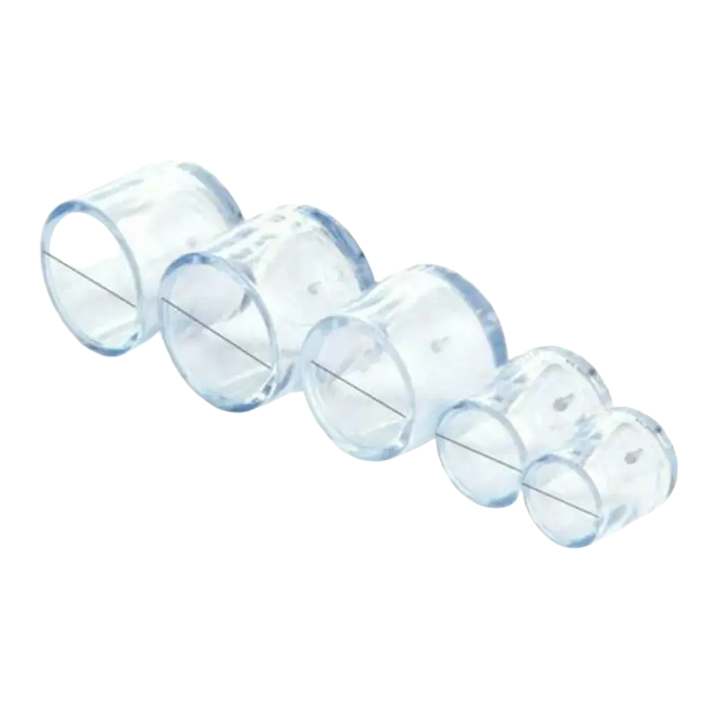 Transparent white high quality clear plastic cylindrical protective caps for furniture leg in assorted sizes