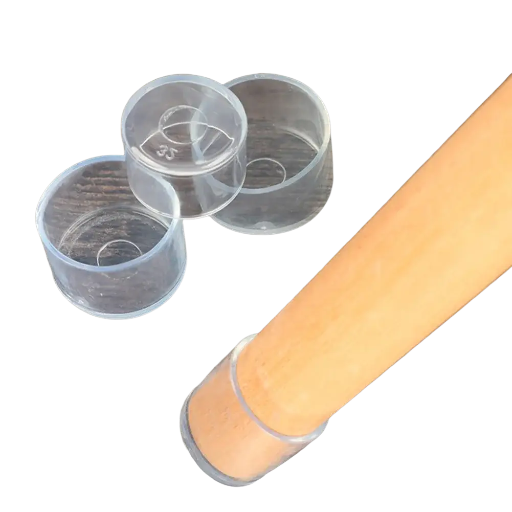 Transparent white high quality clear plastic furniture leg protector caps for preventing floor scratches
