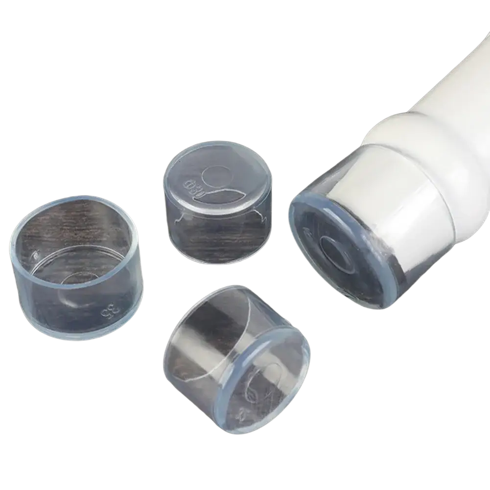 Transparent white high quality furniture leg protector caps made of clear plastic for durable furniture protection