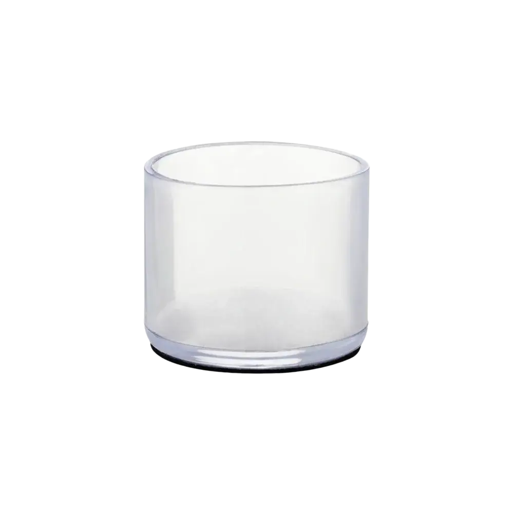 Clear round transparent white plastic furniture leg protector cap with black base 25mm high quality design
