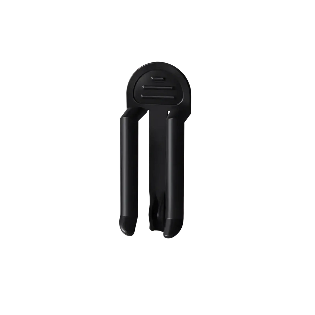 Black plastic durable trash bag clips with minimalist vertical slots for secure bin lids and shoe organization