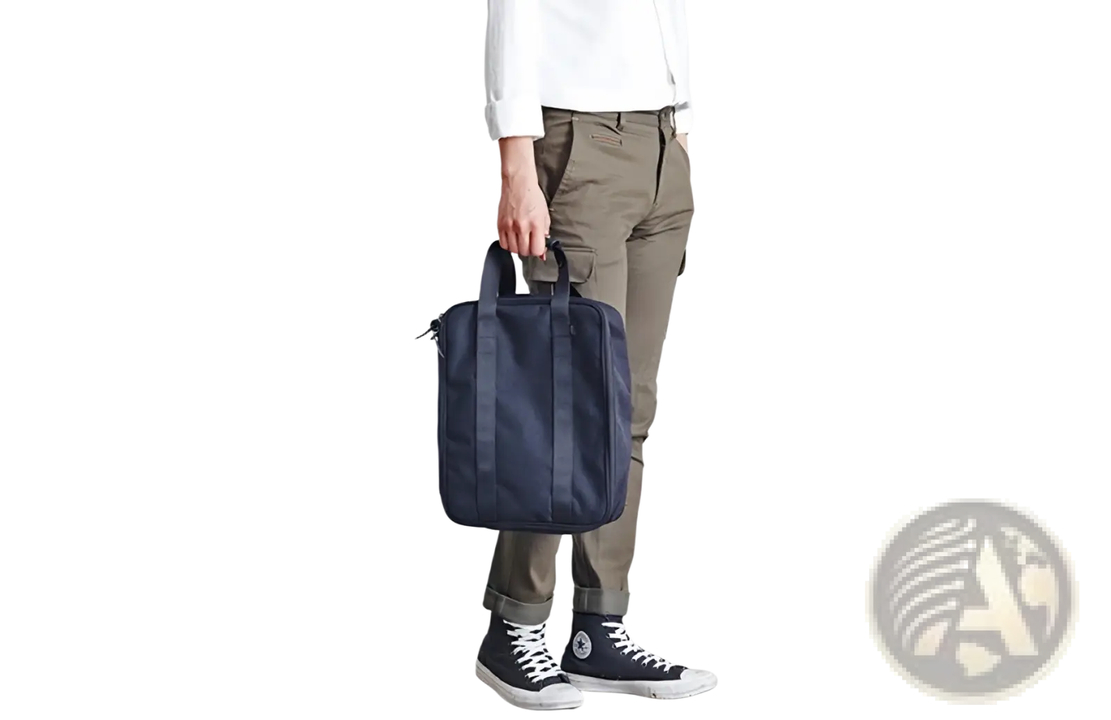 Navy blue canvas travel bag with sturdy handles and minimalist design for storage and organization