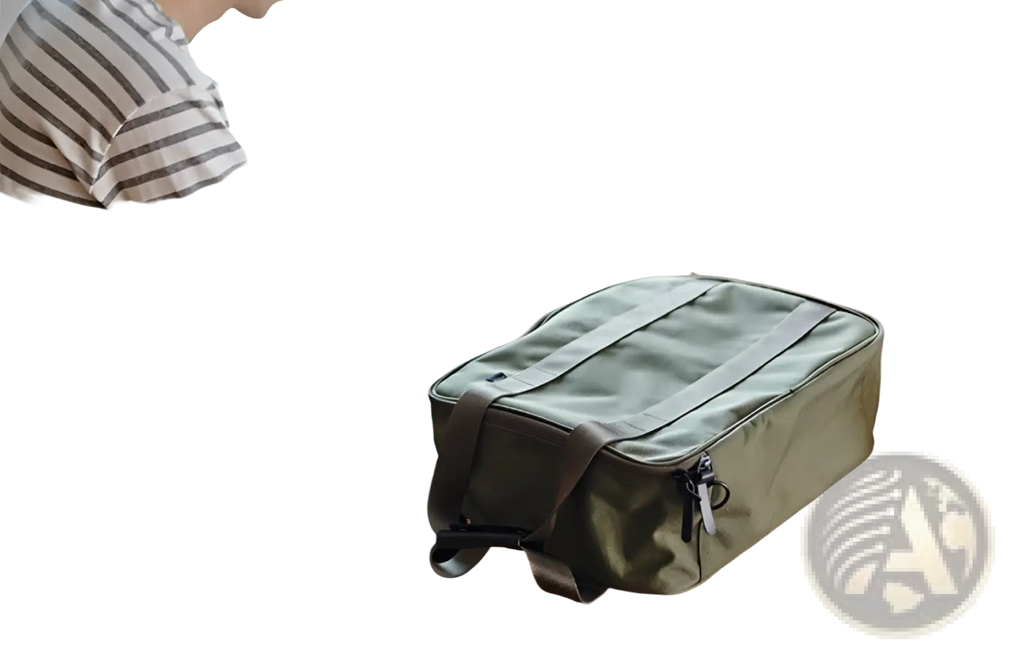 Olive green cotton canvas travel bag with reinforced straps and zipper closure for storage and organization