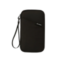 Black ice travel document organizer with wrist strap and zipper closure for family passport holding and travel use