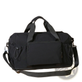 Black nylon travel duffel bag expandable lightweight luggage with dual top handles and detachable shoulder strap