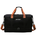 Black beichao travel gym bag oxford weekender duffle with tan handles shoulder strap and two-compartment design