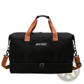 Black beichao waterproof oxford travel gym duffel bag with tan handles shoulder strap and two compartments
