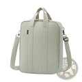 Light green canvas tote bag with dual top handles and adjustable shoulder strap for travel packing cube organizer