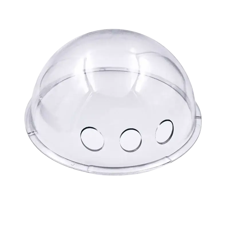 Clear plastic dome travel puppy cat backpack carrier with three circular base cutouts for outdoor travel puppy ventilation