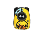 Yellow duck-shaped travel puppy cat backpack clear dome carrier with black straps and cartoon eyes for outdoor travel puppy