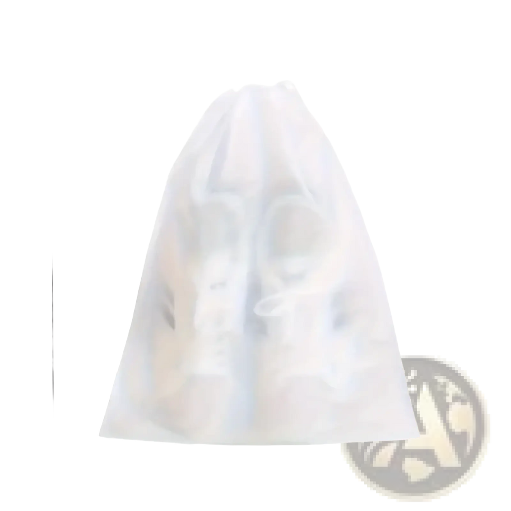 Transparent white mesh travel shoe bag with drawstring closure for organizing shoes 10pcs set