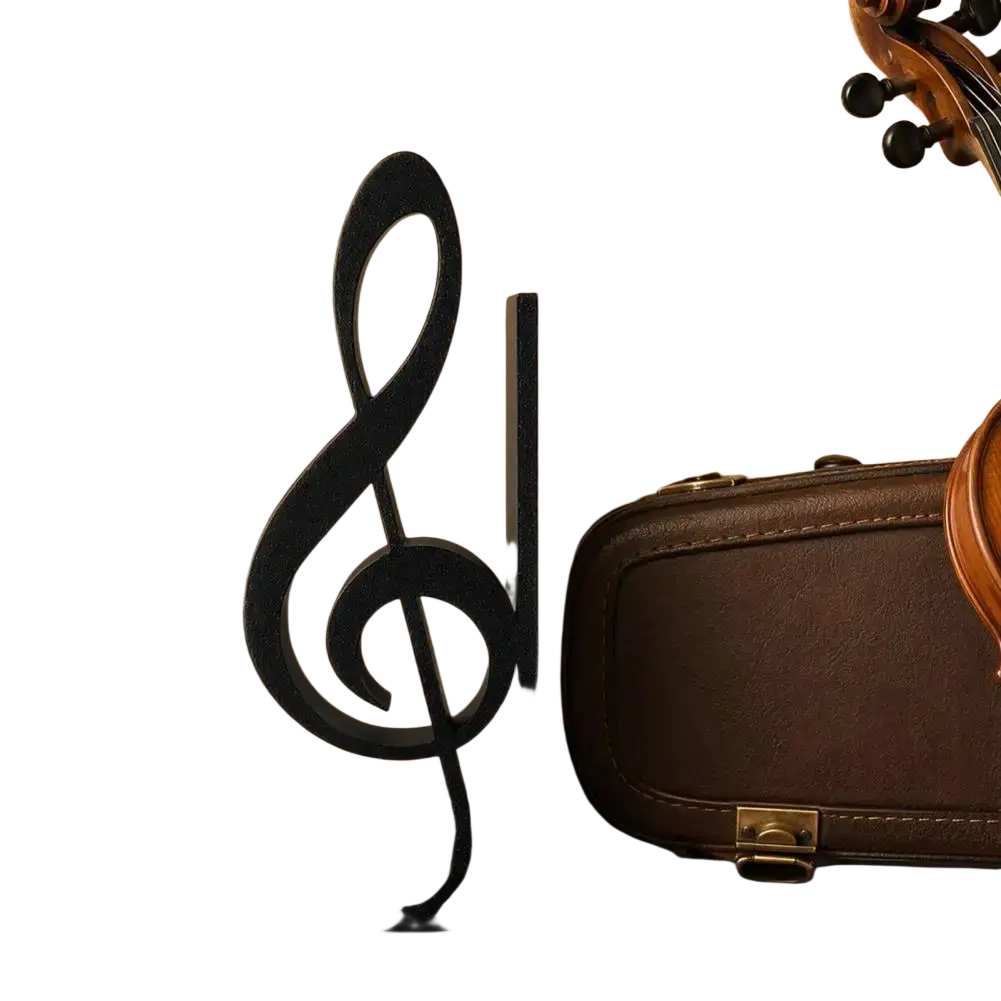 Black metal treble clef bookend 3d printed music decor for holding books upright on shelves or desks