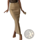 A high-waisted tan pencil skirt with a sleek form-fitting silhouette and subtle side slit from the trench co-ord skirt set