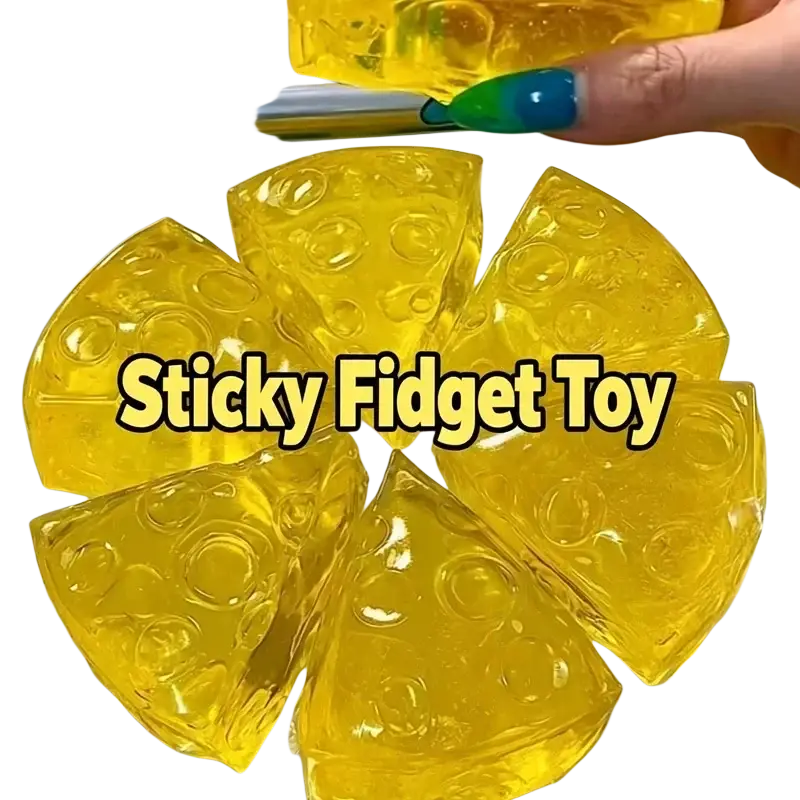 Yellow translucent soft mini triangle cheese fidget toy pieces for stress relief and sensory squeezing play