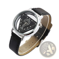 Triangle rhinestone women quartz leather watch with black leather strap silver case and black triangular dial with rhinestones