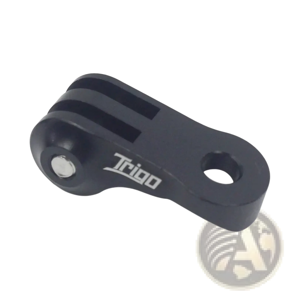 Black triggo brompton camera mount bracket with matte finish and three horizontal slots for securing action cameras