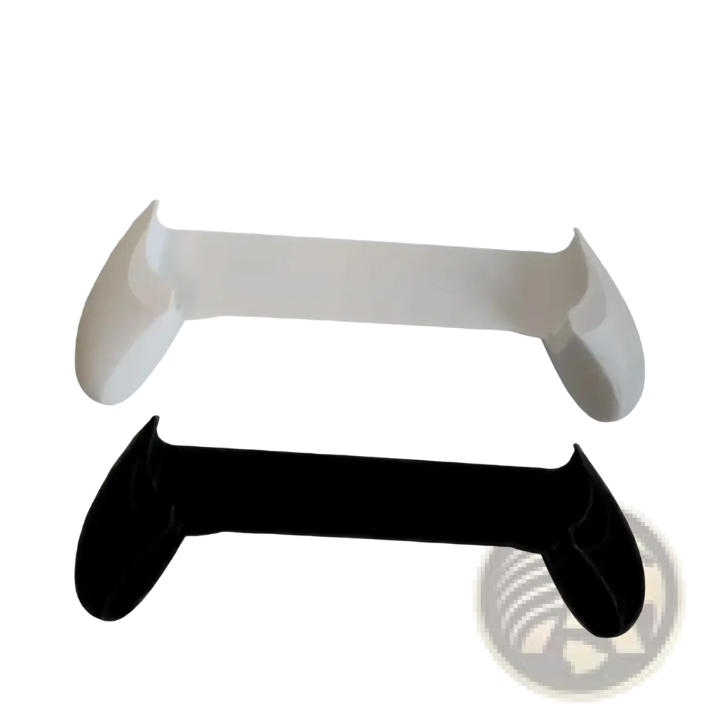 Trimui smart ergonomic gaming grip handle with white and black silicone covers for enhanced controller grip