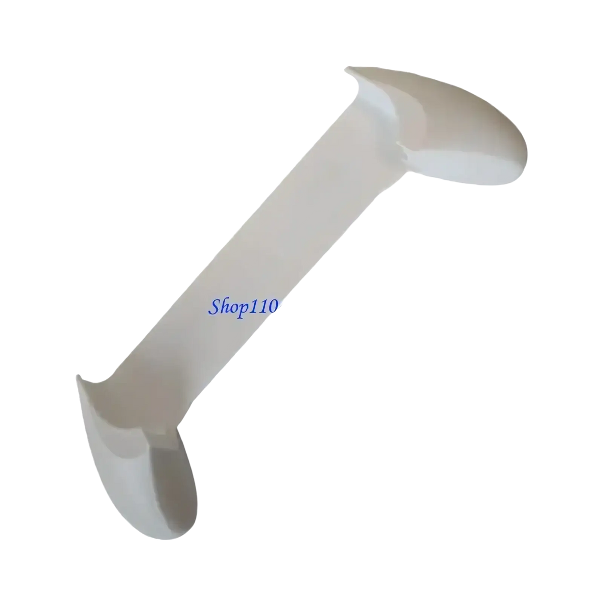White plastic dental mouth gag with curved handles featured in trimui smart ergonomic gaming grip handle product