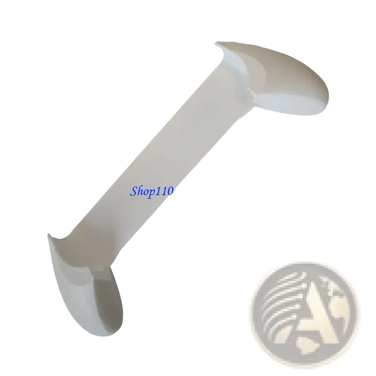 White plastic dental mouth gag with curved handles featured in trimui smart ergonomic gaming grip handle product