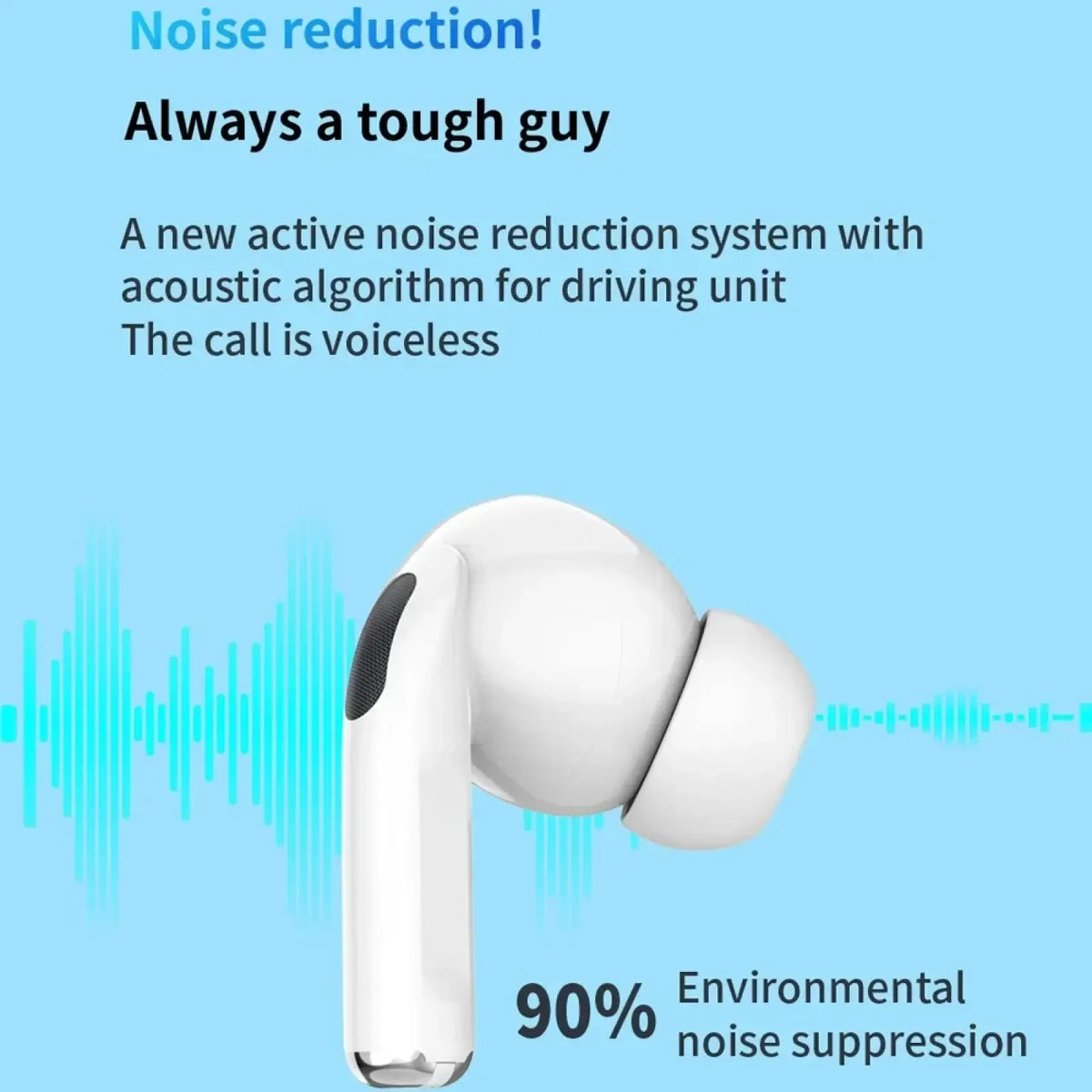 True wireless bluetooth earphones white with sleek glossy finish and black textured grip for hifi noise reduction