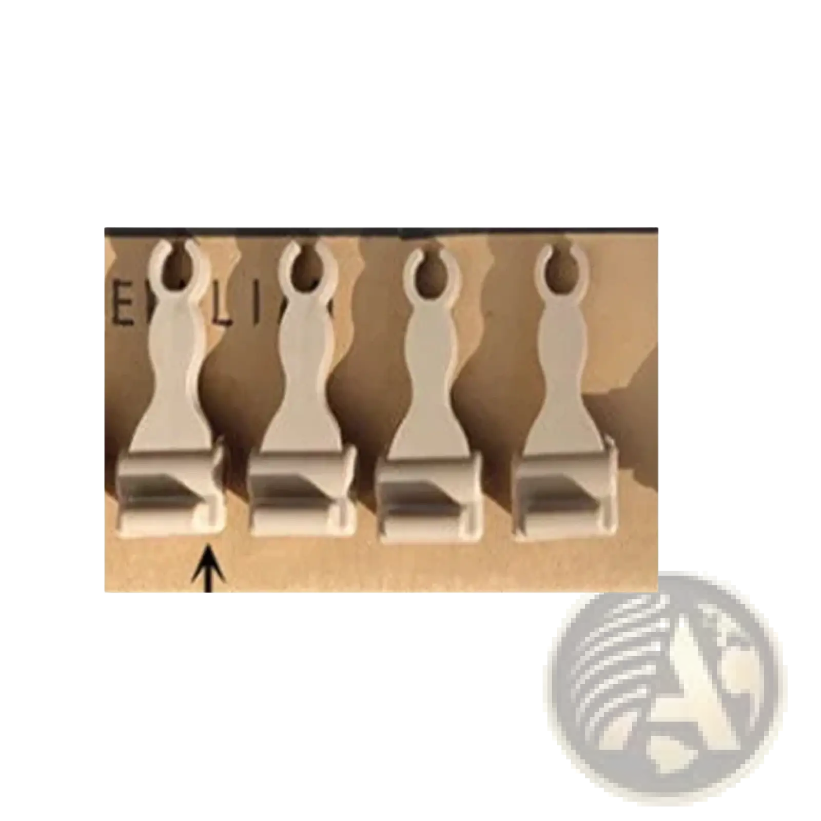 White plastic clip-on trunk curtain replacement hooks designed for auto fastener use in organizing and securing items